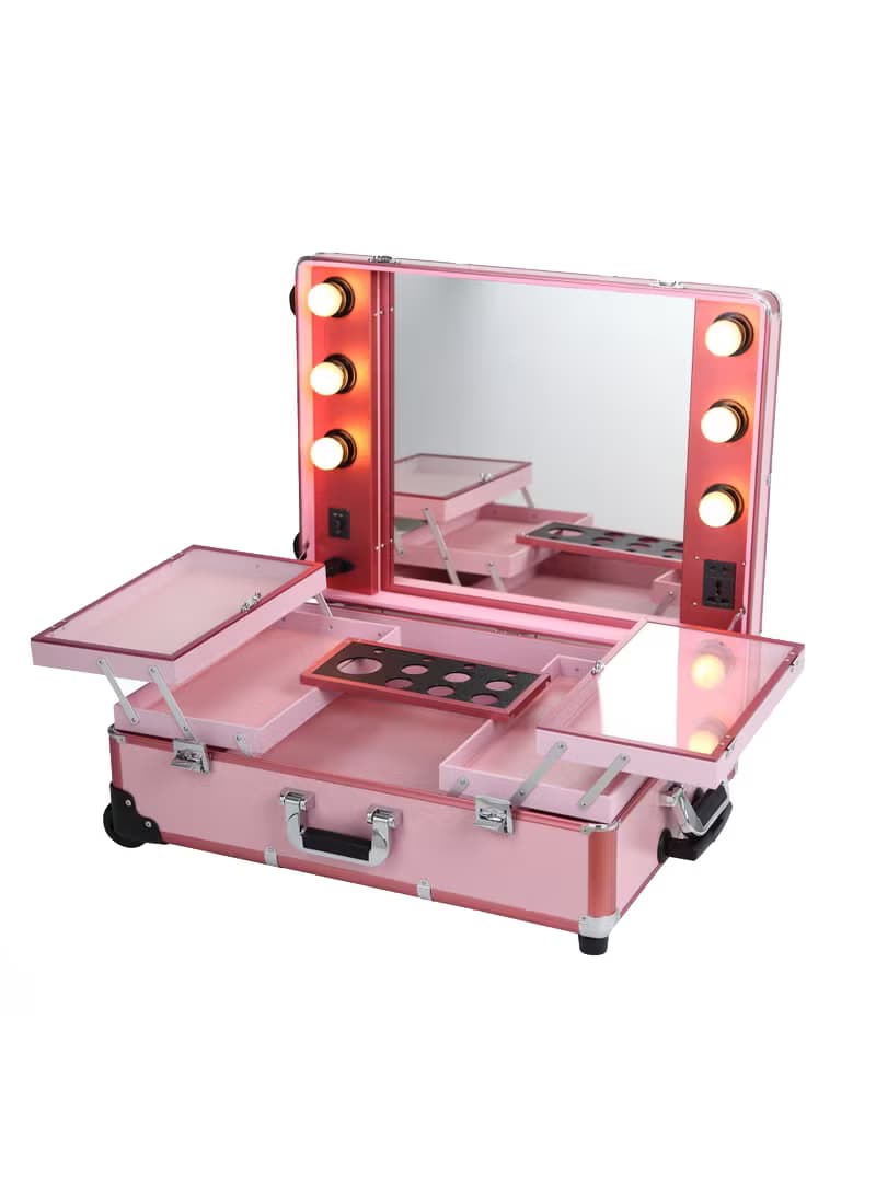چمدان حرفه ای میکاپ صورتی( هالیوودی) 